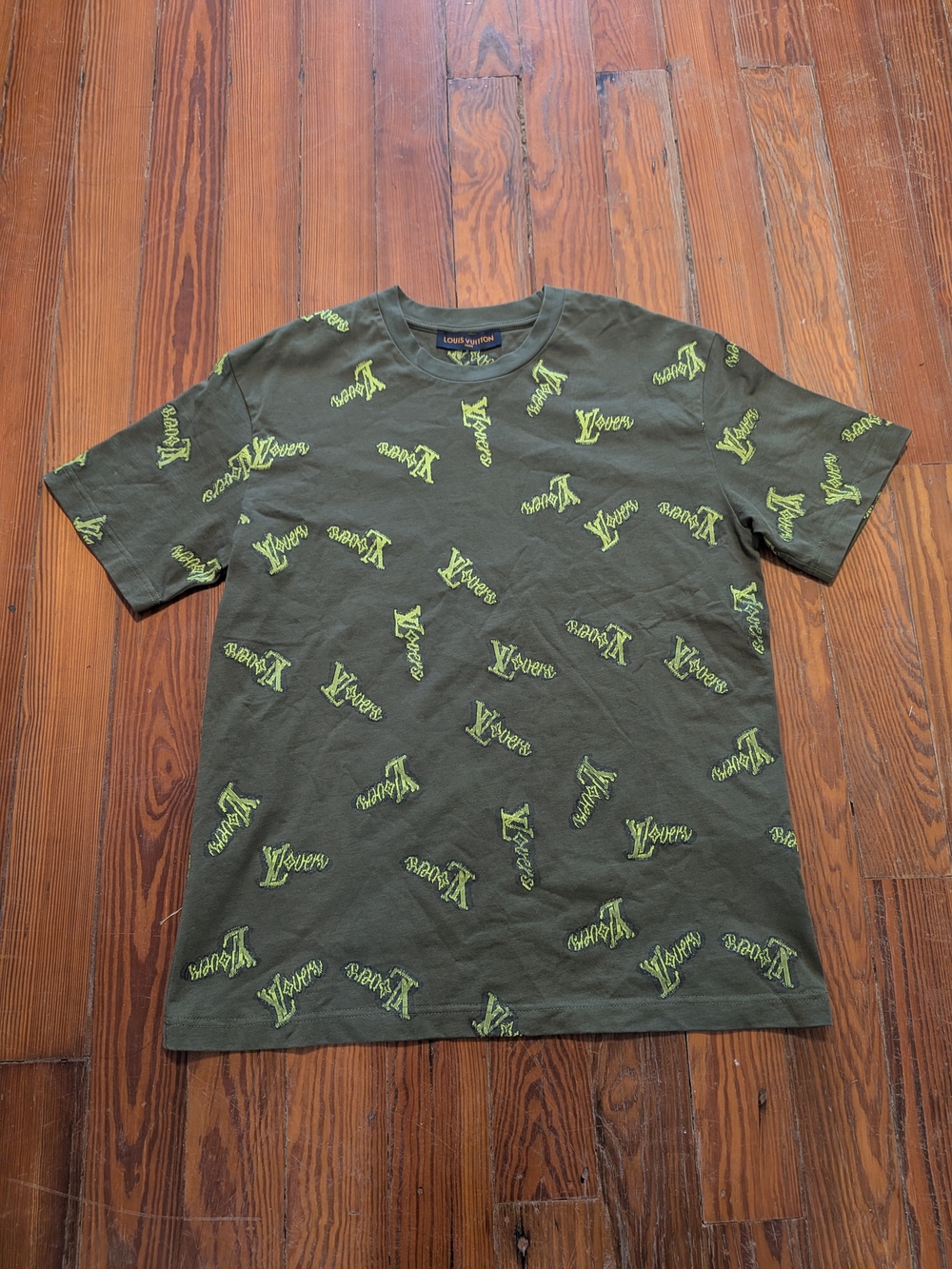 RARE SS26 Louis Vuitton Lovers green all over print t-shirt AUTHENTIC